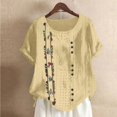 thumbnail image 4 of Birdeem Blouses pour Femmes Mode Imprimée Confortable Ample Manches Courtes Blouse Boutonnée Col Rond Décontracté, 4 of 12