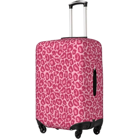 Pink Leopard Travel Luggage Covers Elastic Washable Suitcasee Protector Travel Suitcase Baggage Covers For Kid And Adult Travel Case, M (Fit 22-24 Inch Luggage