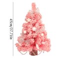 thumbnail image 3 of geerera Flocked Christmas Tree, Pink PVC Bead Chain Design with Wooden Base, LED Mini Tabletop Decor for Bedroom, Desk, Gift, 3 of 7