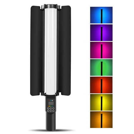 

Handheld RGB Light Tube LED Video Light Wand with Barndoor 3000K-6500K Dimmable 18 Effects Built-in Battery for Vlog Live Streaming Product Photography