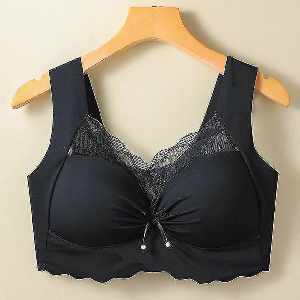 Womens Push-Up Vest Style All-in-One Bra, Lace Silk Seamless Bra, Comfort Wireless Silk Bra