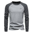 thumbnail image 2 of ZVNAΖH Mens Patchwork Long Sleeve Tshirts, Crew Neck Casual Basic Pullover Tops, Fall Winter Super Soft Undershirts Sizes S-XXL, 2 of 4