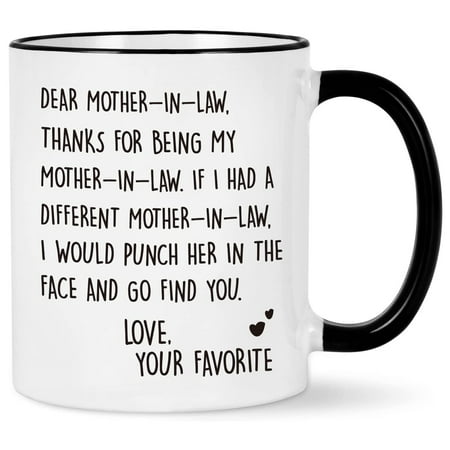 

Modwnfy White Mug 11 fl oz Ceramic Cup Dear Mother in Law Coffee Mug Christmas Mothers Day Gifts