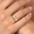thumbnail image 4 of Gem Stone King 18K Rose Gold Plated Silver Yellow Citrine and White Moissanite Filigree Style 3 Stone Ring for Women (2.25 Cttw, Oval 8X6MM and 6X4MM) (Size 8), 4 of 6
