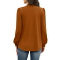 thumbnail image 3 of HAiming Long Sleeve Shirts for Women Mock Neck Tops Pleated Front Blouses Dressy Casual Fall Trendy Clothes, 3 of 3