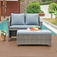 thumbnail image 6 of OC Orange-Casual 2-Piece Outdoor Patio Furniture Wicker Love-seat and Coffee Table Set, with Built-in Storage Bin, Grey Rattan, Grey Cushions, 6 of 7