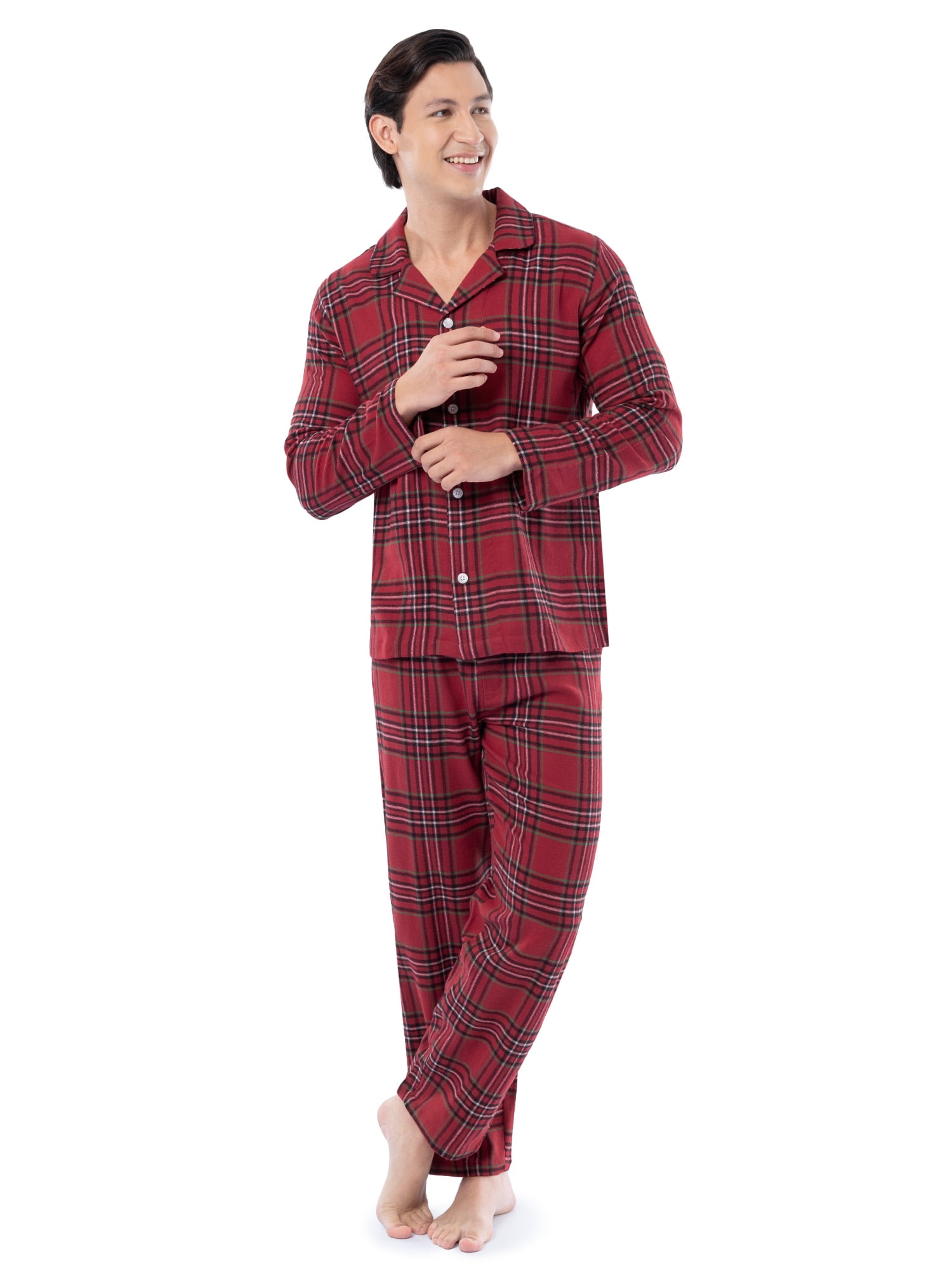 Fruit of the Loom Men's Flannel Top and Bottom Pajama Set, Sizes S