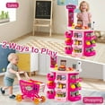 thumbnail image 4 of Costway 76 PCS Pretend Play Grocery Store Set with Shopping Cart Scale Scanner Light Sound Pink, 4 of 10