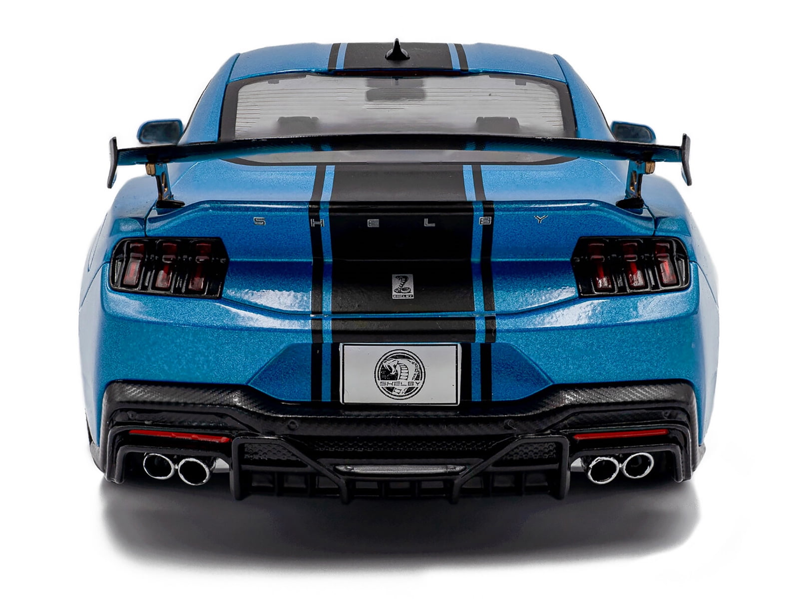 2024 Ford Shelby Mustang Super Snake Grabber Blue Metallic with Black Stripes 1/18 Diecast Model Car by Solido