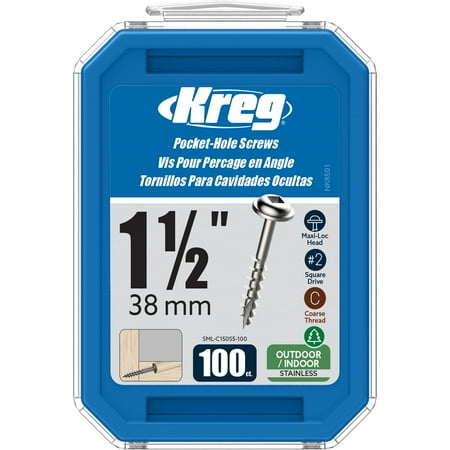 Kreg SML-C150S5-100 Stainless Steel Pocket Hole Screw  #8x1-1/2