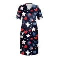 thumbnail image 5 of Dresses For Women 2025 Elegant Classy, Red White And Blue Plus Size V Neck Casual Dress With Pockets Loose Fit 4Th Of July Sundress Vacation Party Mini Dresses Casual Sundresses (4XL, Dark Blue), 5 of 5