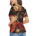 thumbnail image 3 of Vsdgher Western French Bulldog Cowboy Women Shirts V Neck Short Sleeve Tops T-Shirt Basic Tees, S to 3XLMedium, 3 of 5