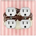 thumbnail image 1 of Metal Light Switch Plate Cover Chocolate Vanilla Cake Striped Wallpaper Pink CAK061, 1 of 13