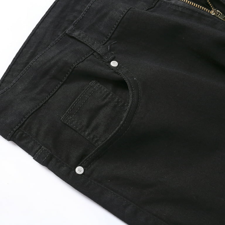 Men's Skinny Jeans Destroyed Frayed Slim Fit Denim Workwear