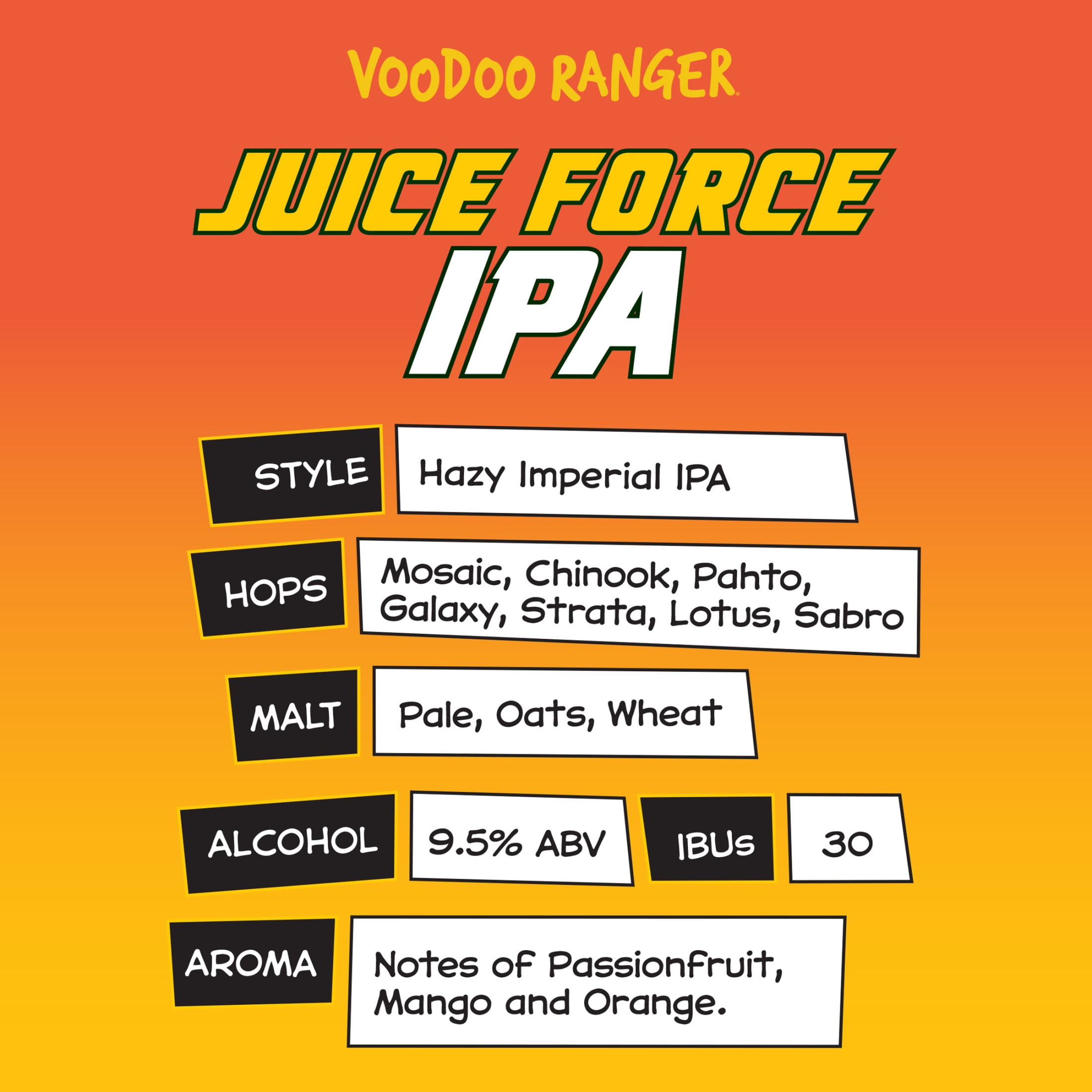 Voodoo Ranger Juice Force Hazy Imperial IPA Craft Beer, 12 pack, 12 fl oz Cans, 9.5% ABV
