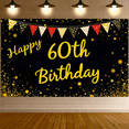 thumbnail image 6 of Glittery Gold Happy 60th Birthday Backdrop Banner with Patterned Flags Party Decorations Photography Props Birthday Party Supplies Celebration Decor, 6 of 7