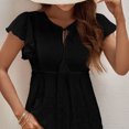 thumbnail image 2 of Blusa informal de verano elegante con cuello en V y manga casquillo con volantes para mujer, 2 of 6