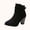 Black, variant on Black Women'S Ankle Boots Chunky Heel Fashion Frosted Martin Boots Style Belt Buckle Casual Fall Winter Short Boots Size 36