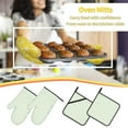 thumbnail image 5 of Pofeuu Green Checkboard Print Oven Mitts and Pot Holders 4 pcs Set,High Heat Resistant 500 Degree Extra Thicken Long Kitchen Cotton Oven Glove for Cooking, 5 of 6