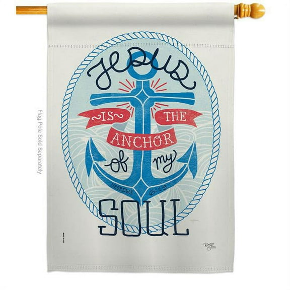 Breeze Decor Jesus is the Anchor House Flag Religious Bible Verses 28 x 40 in. Double-Sided Decorative Vertical Flags for Decoration Banner Garden Yard Gift