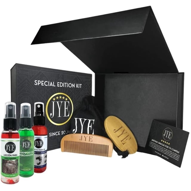Kit de Peine y Cepillo de Madera JYE Edición Especial Loción Aceite y Shampoo de Bergamota