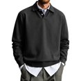thumbnail image 2 of Delconic Mens Classic Polo Sweatshirt Long Sleeve Collared Pullover Casual Knit Top Regular Fit Button Placket Everyday Shirt Black M, 2 of 8