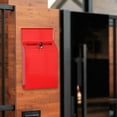 thumbnail image 2 of Iron Lockable Mailbox Hanging Comment Deposit Drop Box Key Envelopes Newspapers Magazines Secure Postbox Front Door Room Home Decor - Red, 2 of 6