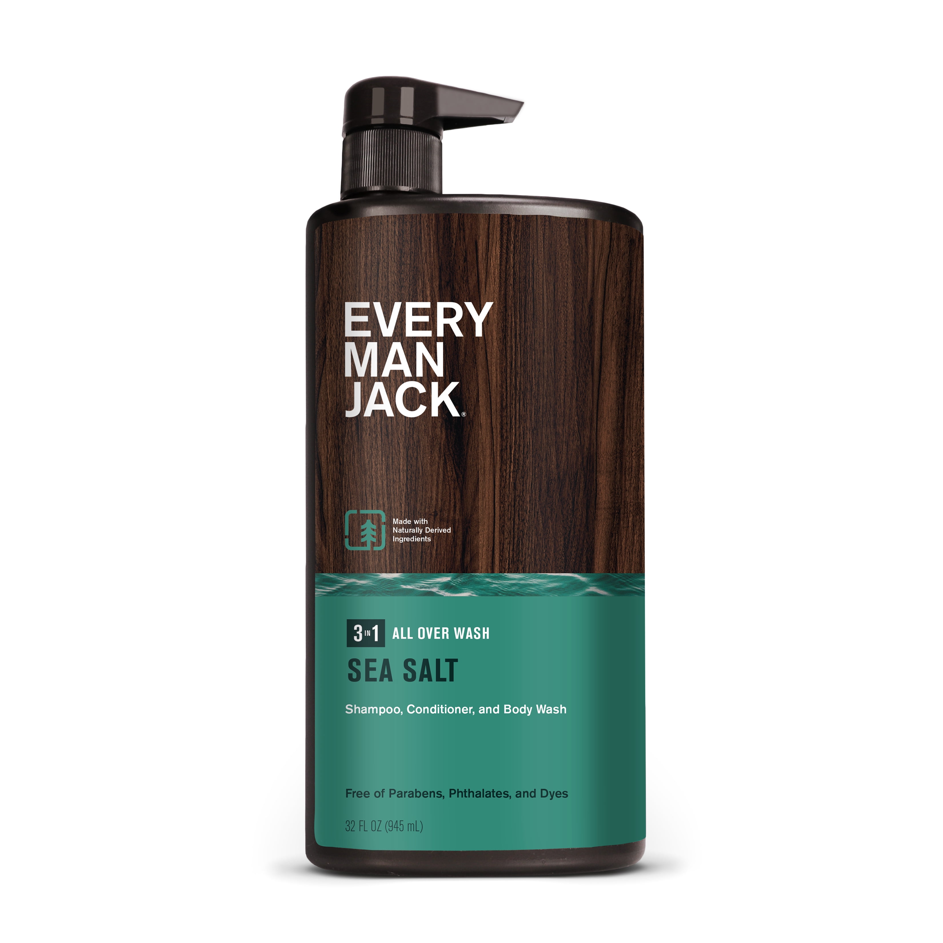 Every Man Jack Hydrating Sea Salt 3-in-1 All Over Wash for Men, Naturally Derived, 32 oz