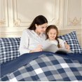 thumbnail image 4 of Manfei Vintage Grid King Size Comforter Sets,Modern Check Comforters King Size,Navy Gray White,Navy Blue Reversible,3 Pieces,1 Comforter and 2 Pillowcases,3 Pieces,1 Comforter and 2 Pillowcases, 4 of 7