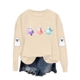 thumbnail image 3 of Feancey Graphic Sweatshirts for Women Funny Cute Ghost Print Halloween Tops Fall Long Sleeve Crewneck Sweatshirt Teen Girl Y2K Clothes Khaki XXL, 3 of 9
