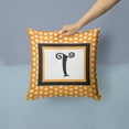 thumbnail image 2 of Letter T Initial Monogram - Orange Polkadots Fabric Decorative Pillow, 2 of 4