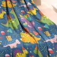 thumbnail image 3 of Blue Cartoon Dinosaurs Party Pattern Blanket,Comfortable Soft Lamb Wool Throw Blanket,All Season,Warm Lightweight Blankets for Sofa Bed Couch Living Room Chair,30"x40", 3 of 4