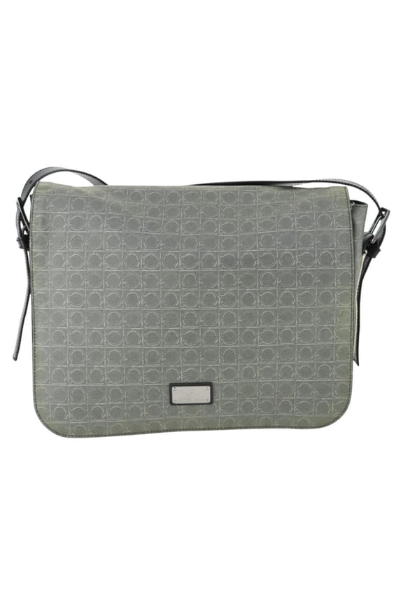 Pre-Owned Salvatore Ferragamo Gancini Flap Shoulder Bag Pvc Gray Pvc Shoulder Bag Bag