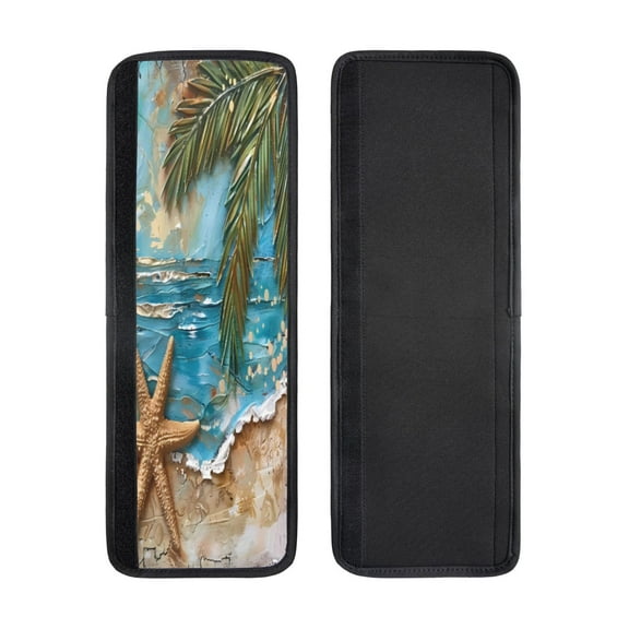 2pcs Refrigerator Door Handle Cover Kitchen Appliance Dishwashers Microwave Oven Cabinet Furniture Decor 5.1x15.7in Beach Palm Leaf Starfish (1) (1)