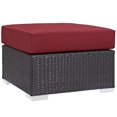 thumbnail image 1 of Modway Convene Square Fabric and Rattan Patio Ottoman in Espresso/Red, 1 of 3