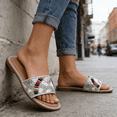 thumbnail image 3 of GJPBGK Women’s Embellished Slide Sandals Open Toe Flat Sandals Rhinestone Beaded Slip On Summer Sandals Fashion Casual Sandals for Beach, Vacation & Daily Wear, 3 of 7