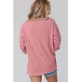 thumbnail image 3 of Women's Peach Blossom Colorblock Striped Bishop Sleeve Top, 3 of 5