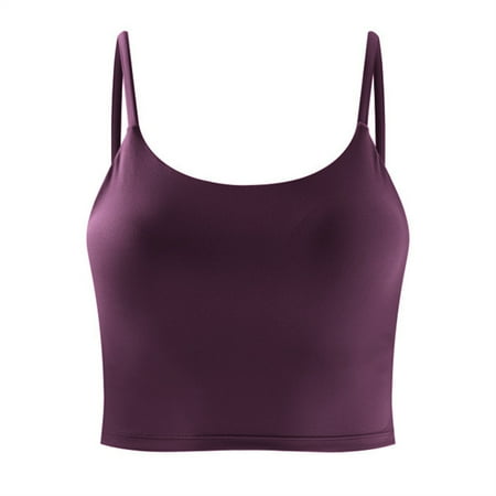 

Women Yoga Sports Bra Slim with Chest Pads Stretch Breathable Fitness Top Dark Purple L