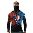 thumbnail image 2 of lcziwo Men's Long Sleeve Pullover UPF 50+ 4th of July Print Hoodie Summer Surfing Outdoor Hiking Tops with Mask Black XXL, 2 of 5