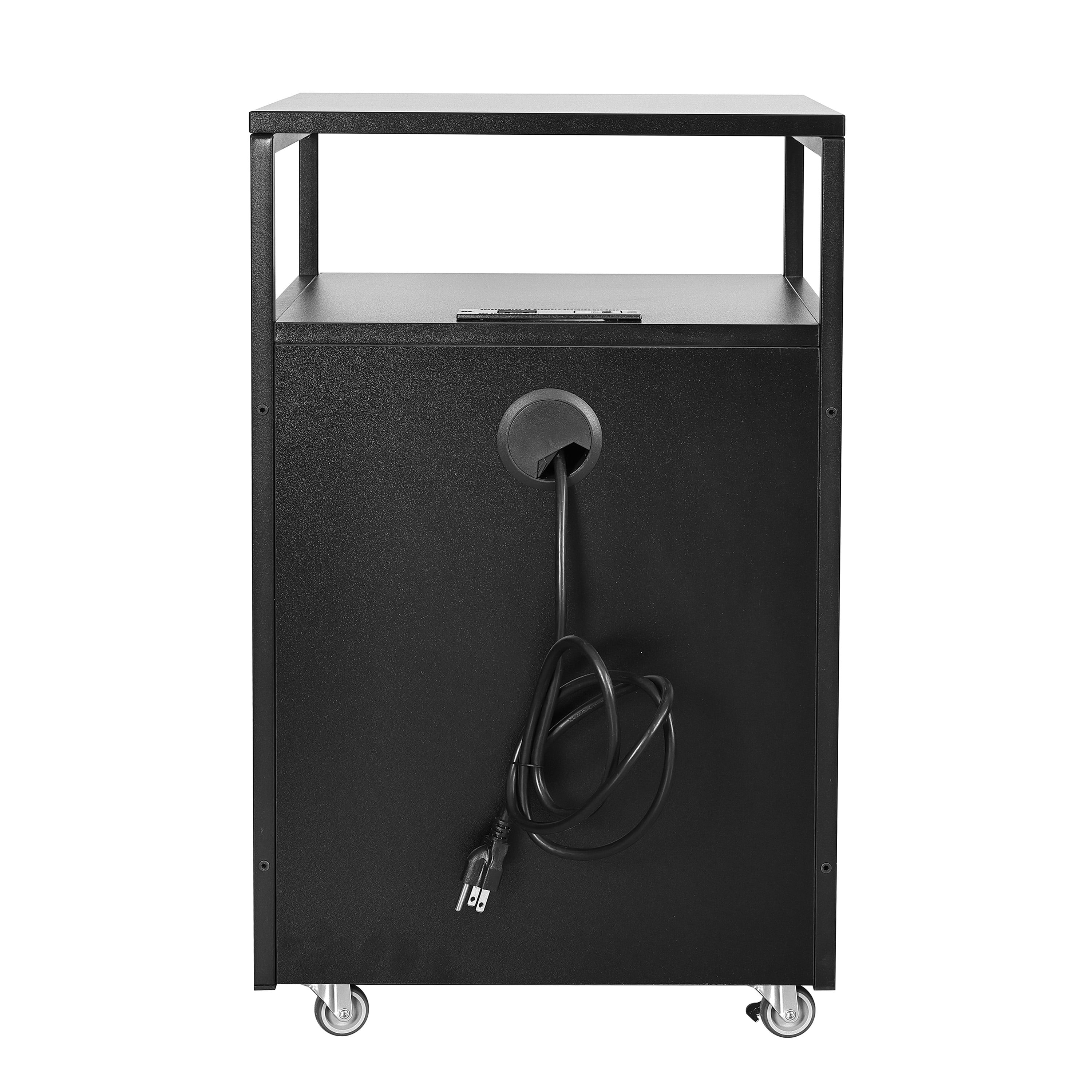 Modern 2-Drawer Rolling File Cabinet with Lock, 2 USB Ports and Power Outlet for Device Charging, Portable File Organizer or Printer Stand for Office or Home with Locking Wheels, Black