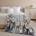 thumbnail image 2 of Throw Blanket for Couch White Flowers Leaf Soft Fleece Flannel Blankets Cozy Lightweight Blanket for Home Sofa Living Room Oil Painting Bed Throws 50" x 60", 2 of 9