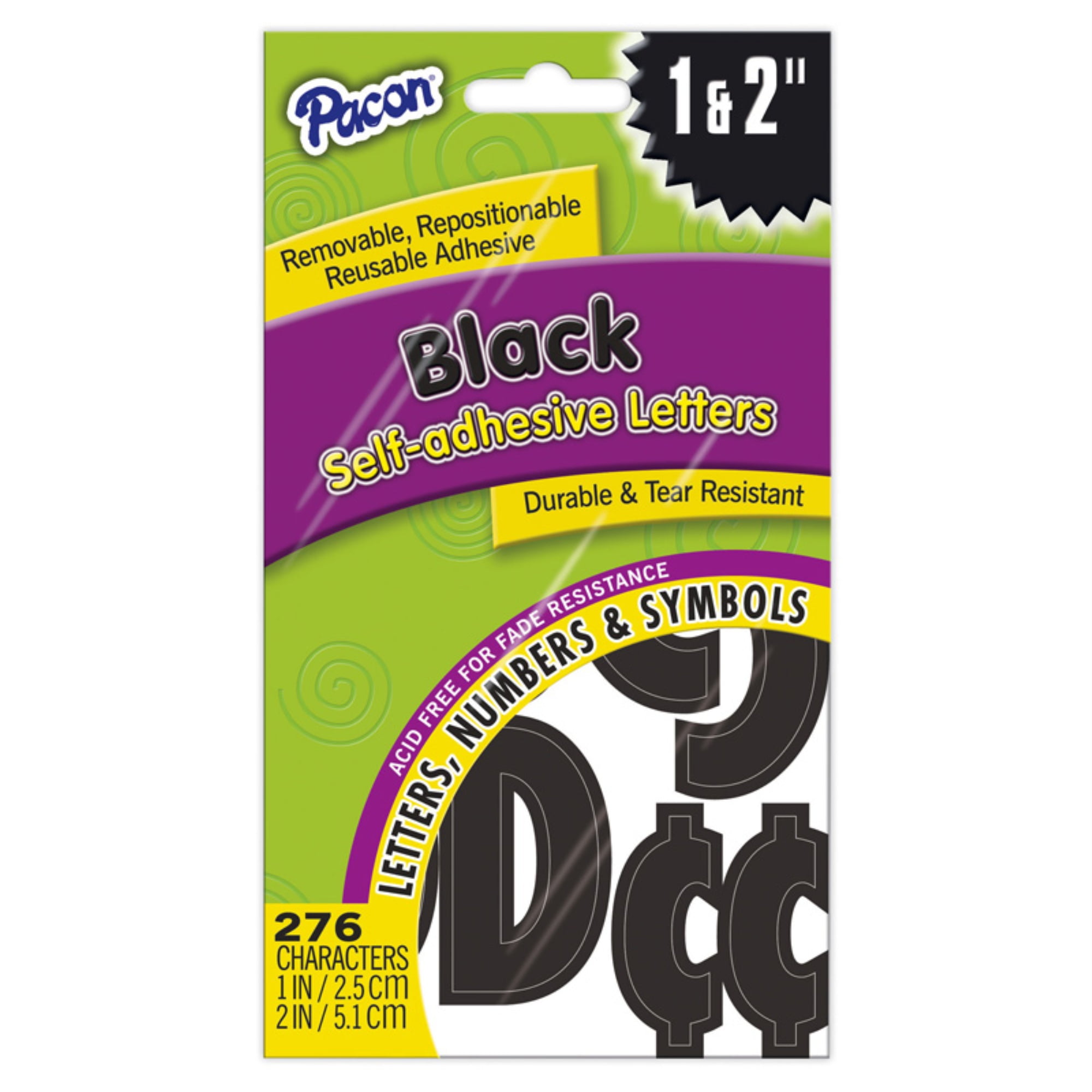 SelfAdhesive Letters, Black, Classic Font, 1" & 2", 276 Characters