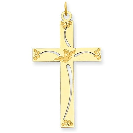 14k Yellow Gold Laser Designed Latin Cross Pendant