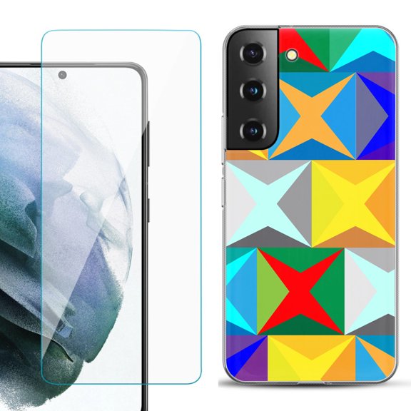 Slim-Fit TPU Fashion Phone Case for Samsung Galaxy S22 5G, with Tempered Glass Screen Protector, by OneToughShield ® - Abstract Color