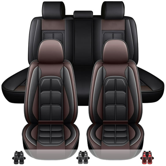 For Kia Car Seat Covers 5-Seats, Premium Pu Leather Auto Cushion Protector, Front Rear Seat Full Set for Soul,Forte,Sorento Coffee