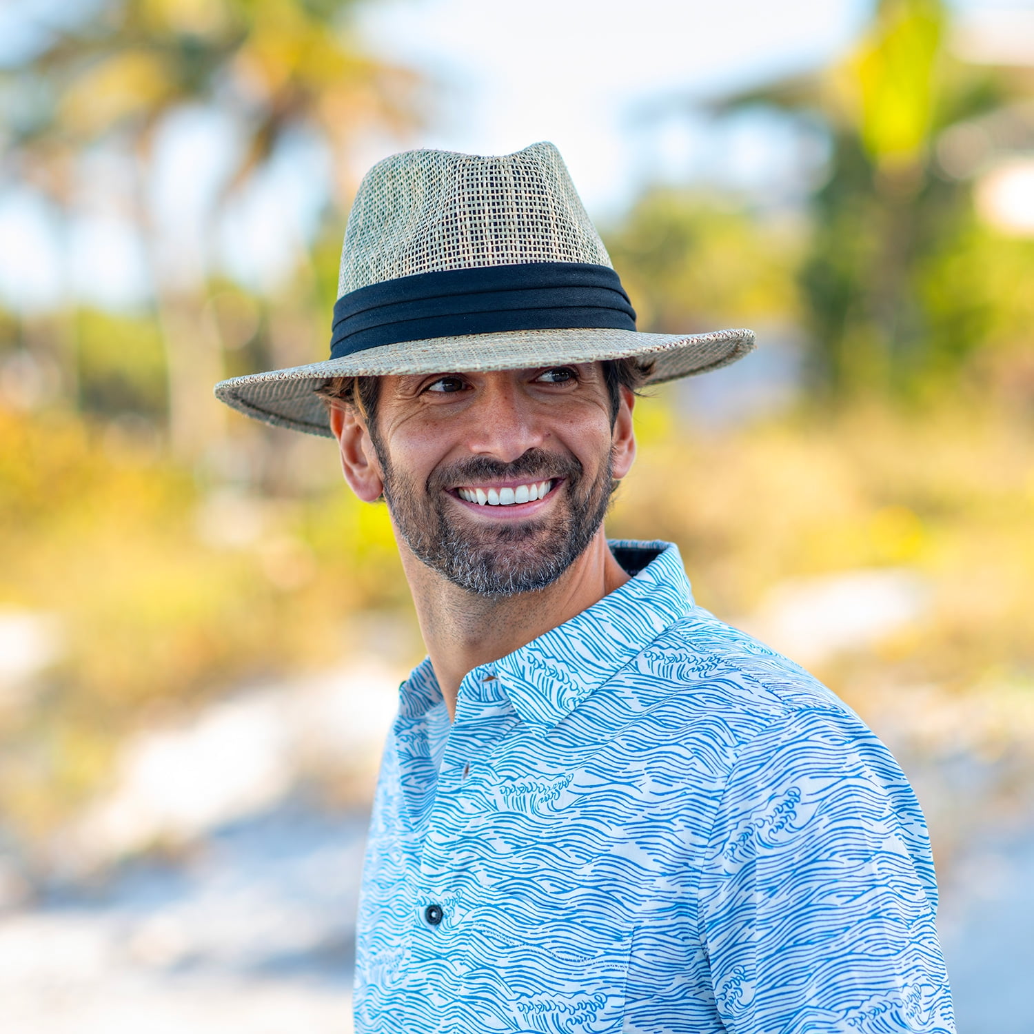 Panama Jack Dos Sombras Matte Seagrass Straw Safari Sun Hat with 3-Pleat Ribbon Band (Black Band, Large/X-Large)
