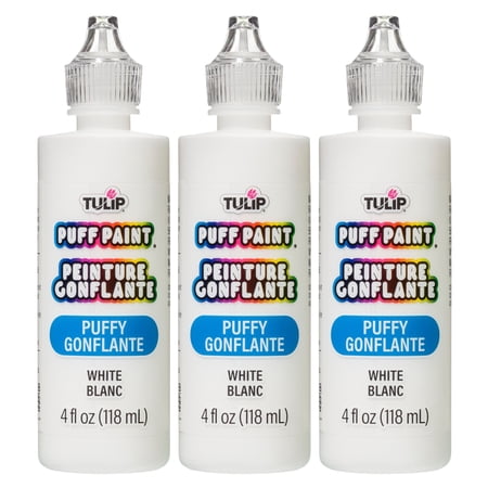Tulip Puff Fabric Paint , Permanent Craft Paint for Clothes, DIY Projects, 4 fl oz 3-Pack, Shiny White