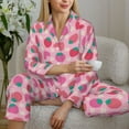thumbnail image 6 of Kdxio Haear Strawberry Women's Pajama Sets Long Sleeve Button Down Sleepwear Nightwear Soft Pjs Lounge Sets-Large, 6 of 7