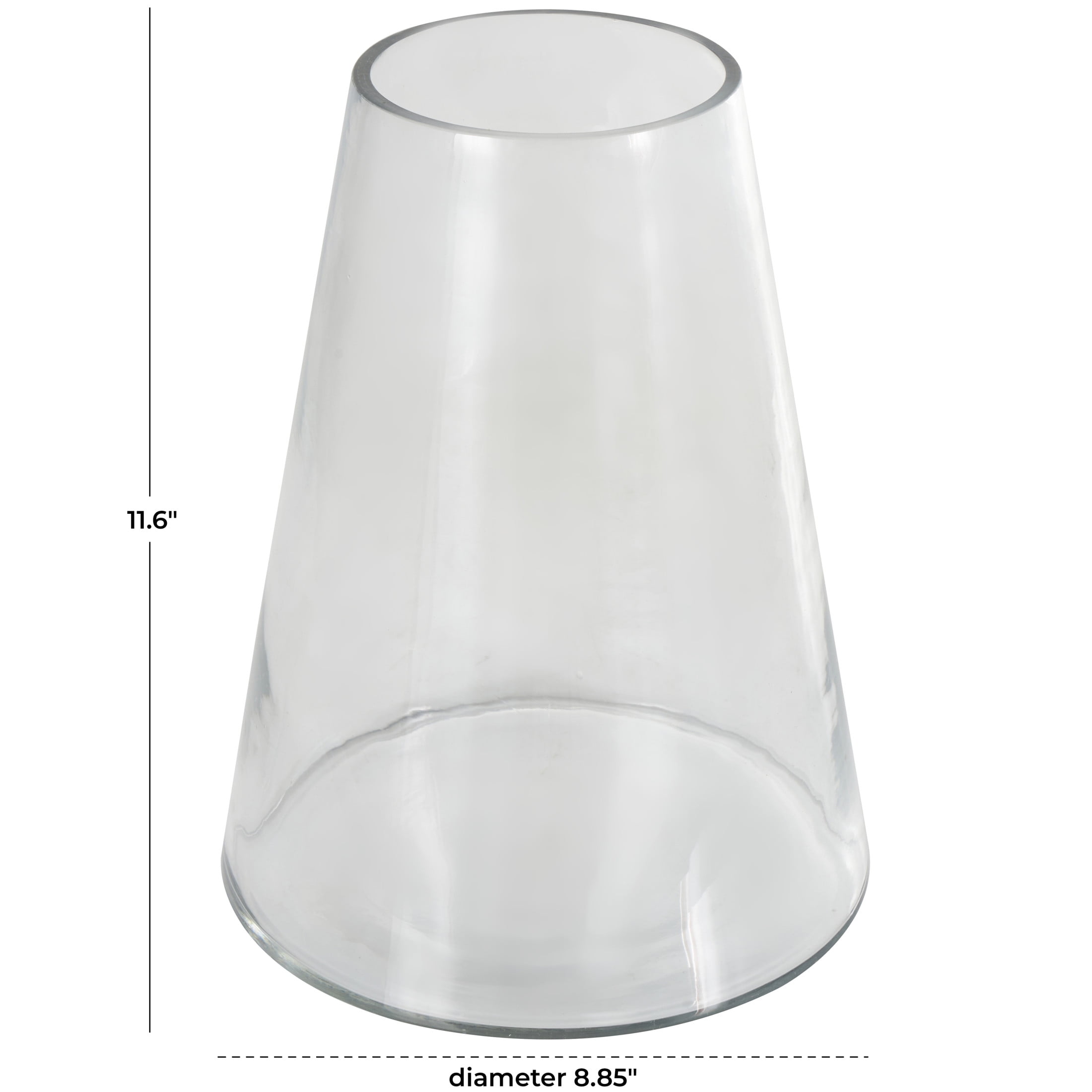DecMode 12" Cone Shaped Glass Vase