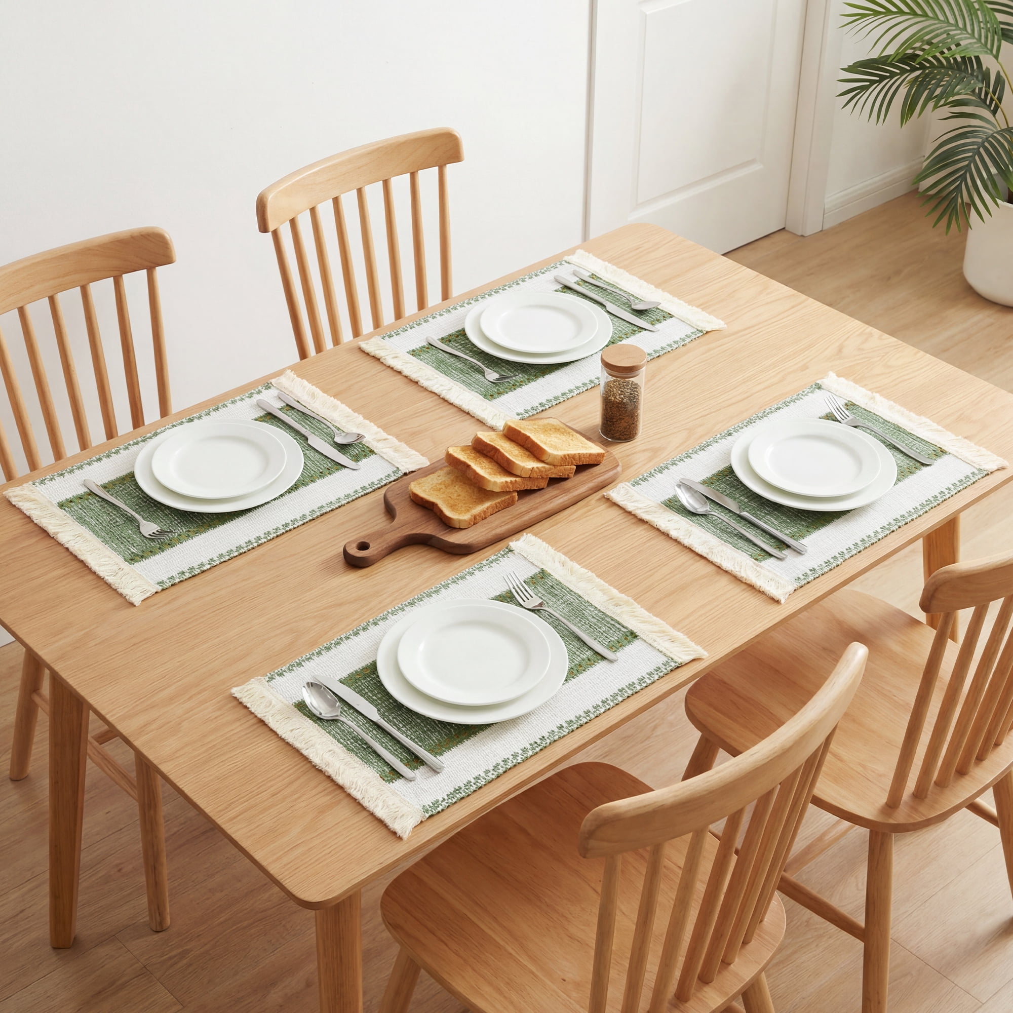 Unique Bargains Farmhouse Placemats 6pcs Placemats Green 19.7"x11.8"